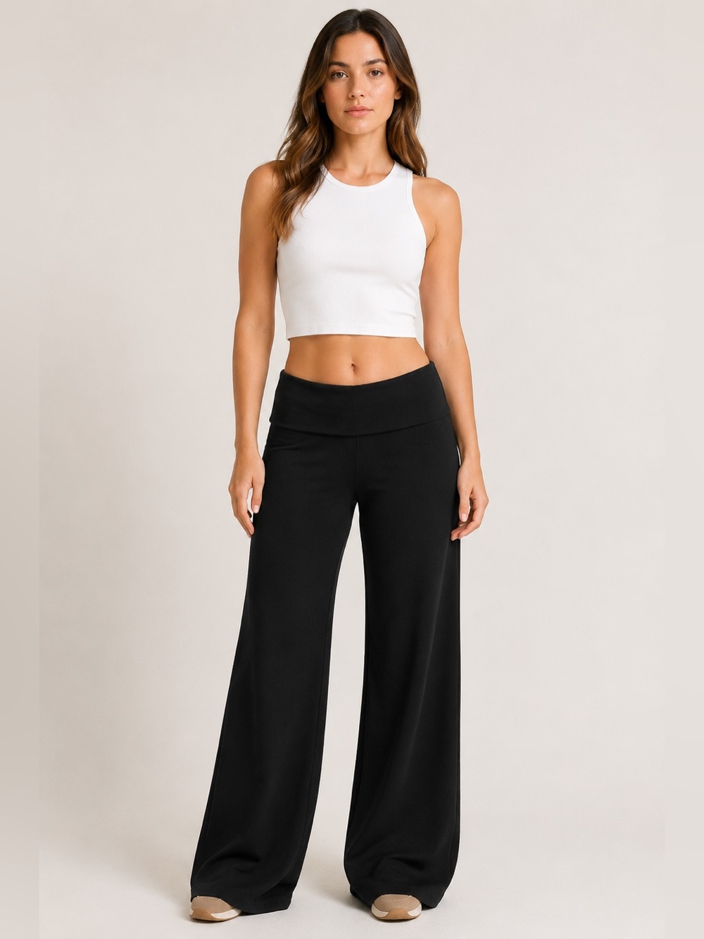 NWOT Brandy Melville Navy Wide Leg Fold-Over Waist Pants